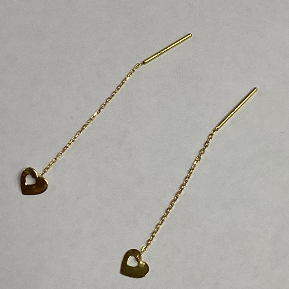 18kt Solid Lightweight Yellow Gold Threader Earri… - image 2